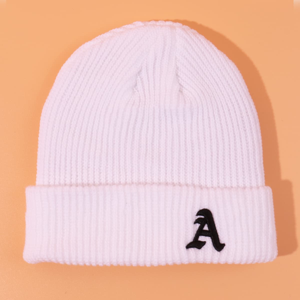 

Guys Letter Knit Beanie, White
