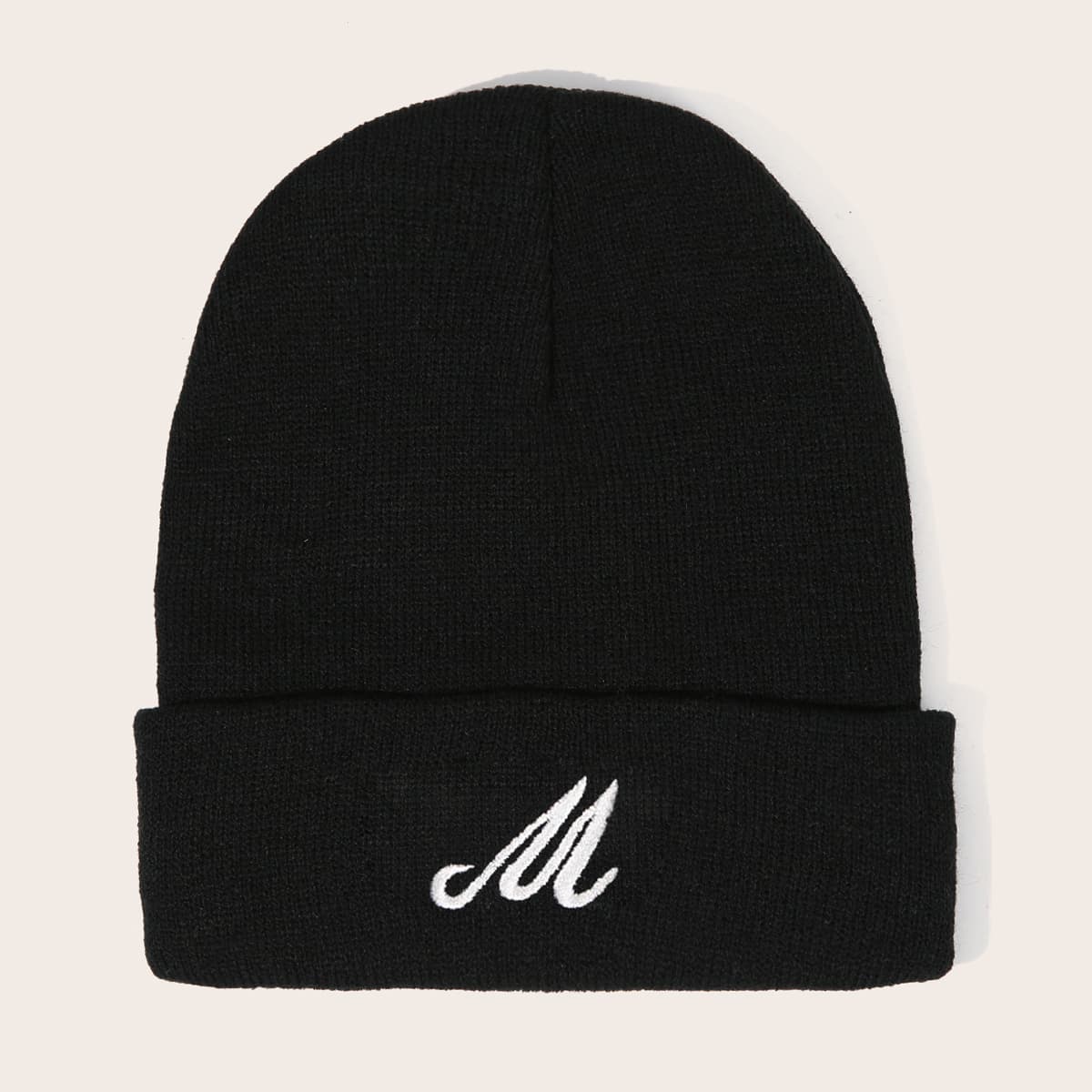 

Guys Letter Knit Beanie, Black