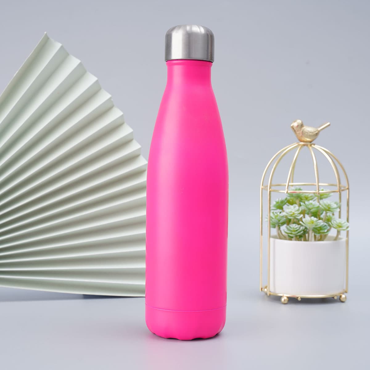 

1pc Plain Stainless Steel Vacuum Cup, Pink