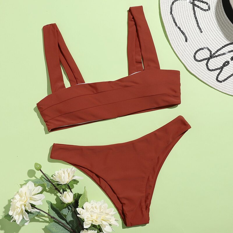 

Solid Bikini Swimsuit, Red