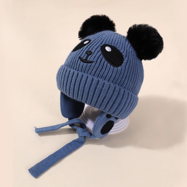 

Baby Pom Pom Decor Cartoon Design Beanie, Blue