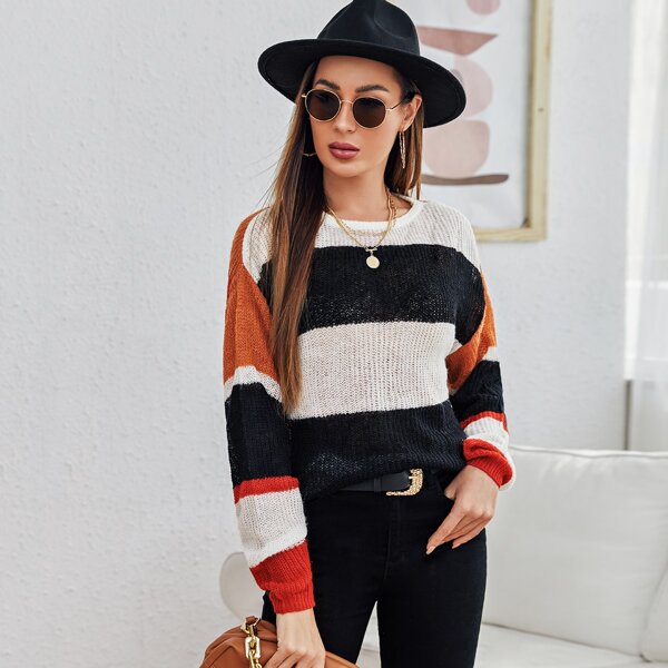 

Drop Shoulder Colorblock Sweater, Multicolor