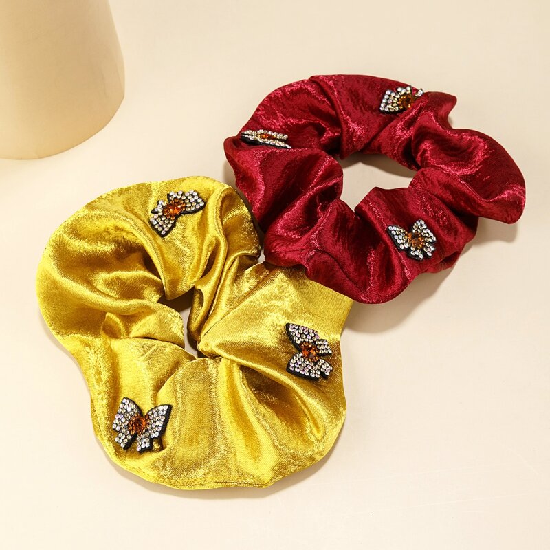 

2pcs Rhinestone Butterfly Decor Scrunchie, Multicolor