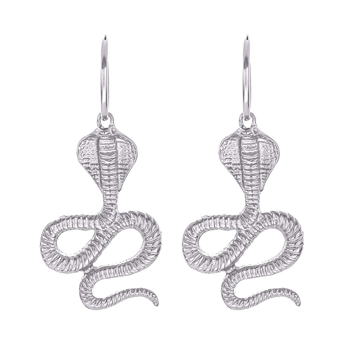 

Snake Drop Earrings, Silver