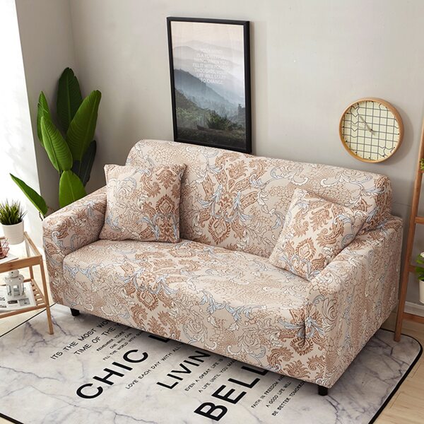 

Vintage Pattern Stretchy Sofa Cover & 1pc Cushion Cover, Multicolor