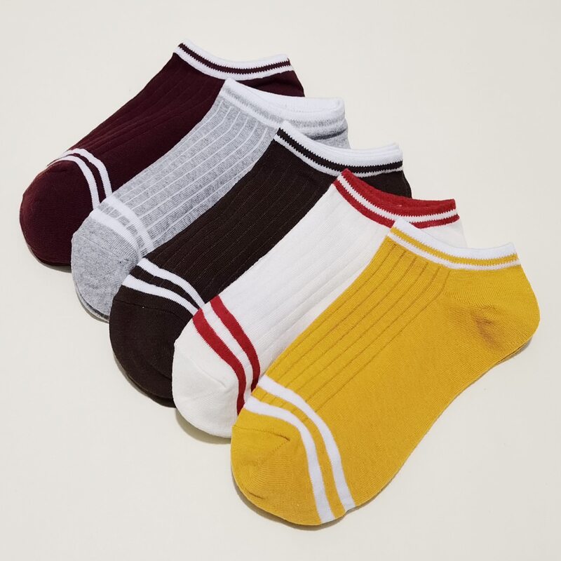 

5pairs Striped Ankle Socks, Multicolor