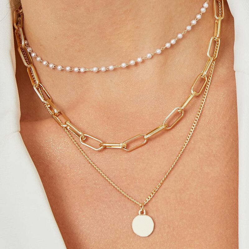 

Disc Charm Layered Necklace, Gold