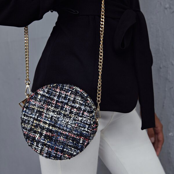 

Mini Tweed Round Crossbody Bag, Multicolor
