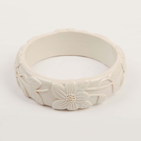 

Carved Resin Bangle, White