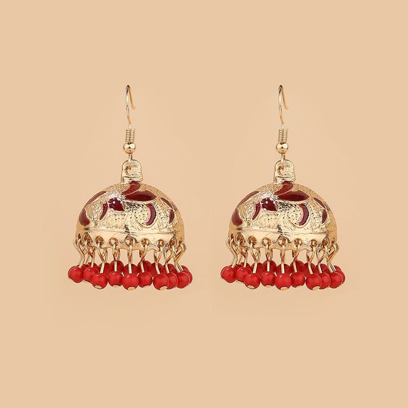 

Bead Pendant Jhumka Earrings, Multicolor