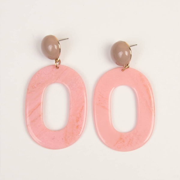 

Resin Oval Earrings, Baby pink