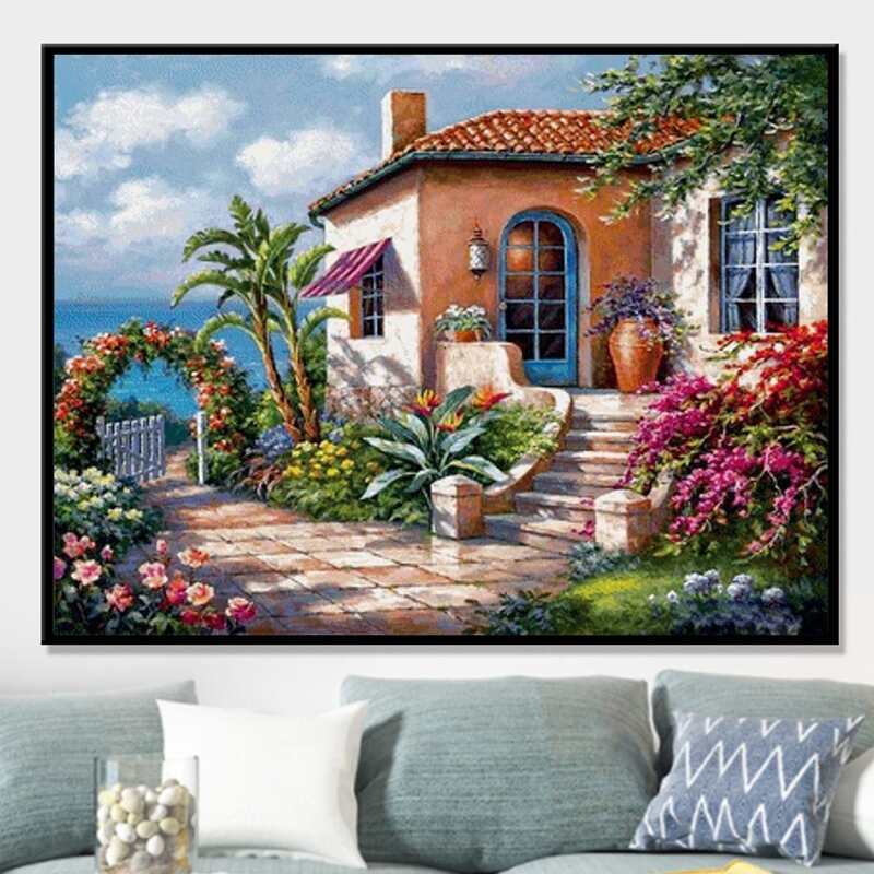 

Landscape Print DIY Diamond Painting Without Frame, Multicolor