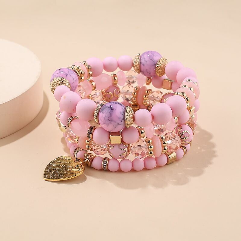 

4pcs Beaded Bracelet, Multicolor