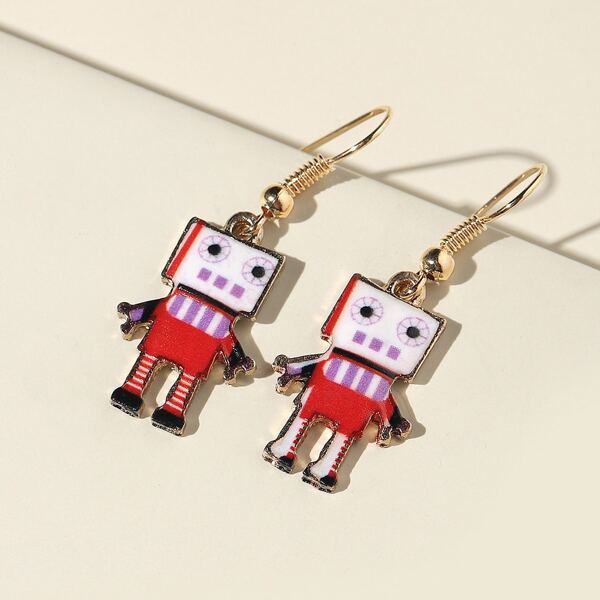 

Cartoon Robot Drop Earrings, Multicolor