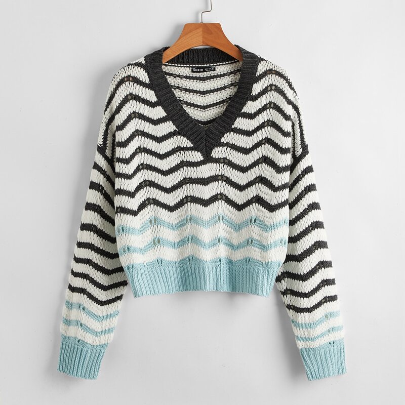

Drop Shoulder Chevron Sweater, Multicolor