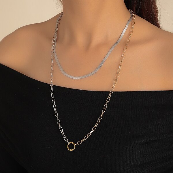

Minimalist Layered Necklace, Silver
