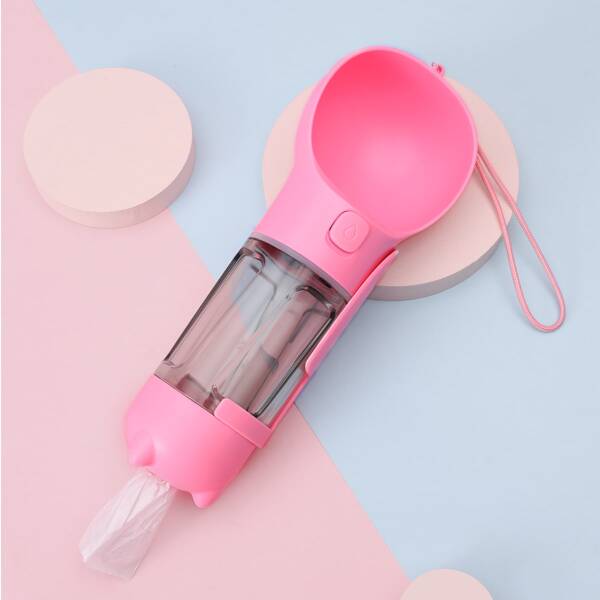 

Multifunction Dog Outdoor Portable Water Dispenser Feeder, Pink