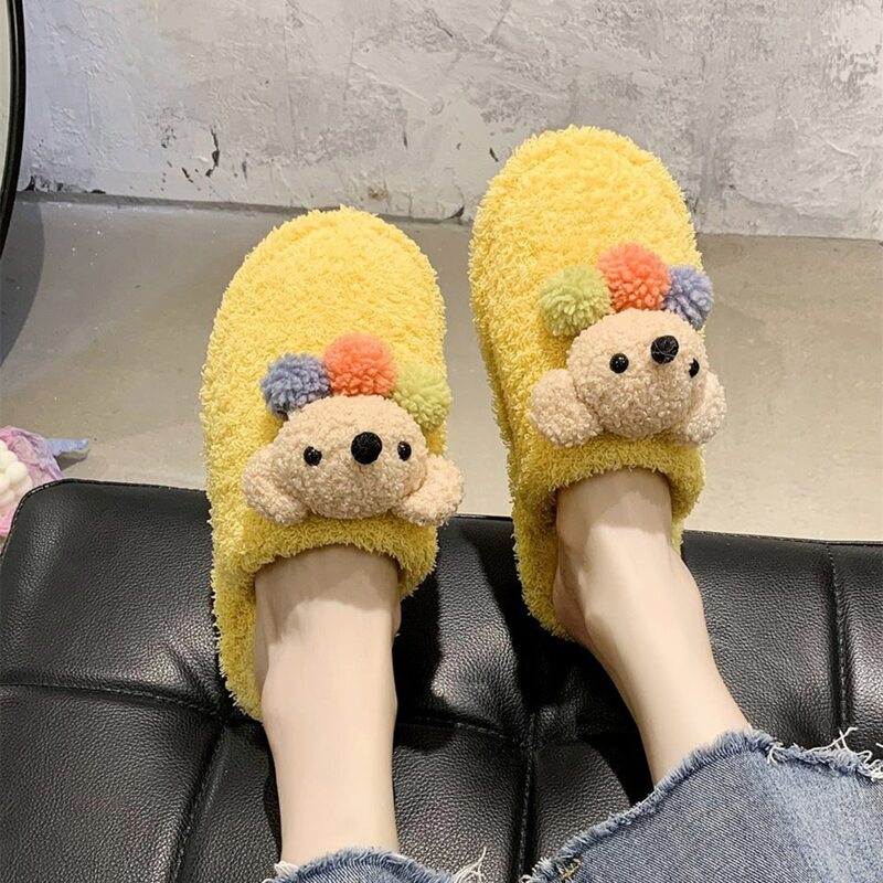 

Cartoon Bear Fluffy Slippers, Yellow