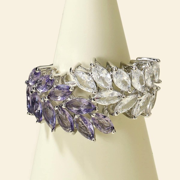 

Rhinestone Decor Leaf Design Ring, Multicolor