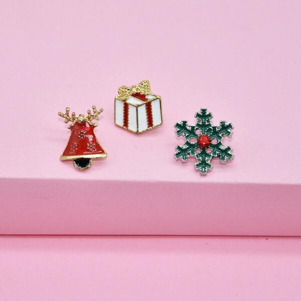 

3pcs Christmas Brooch, Multicolor