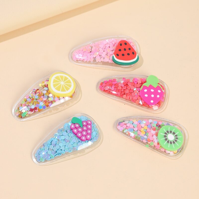 

5pcs Fruit Sequin Hair Clip, Multicolor