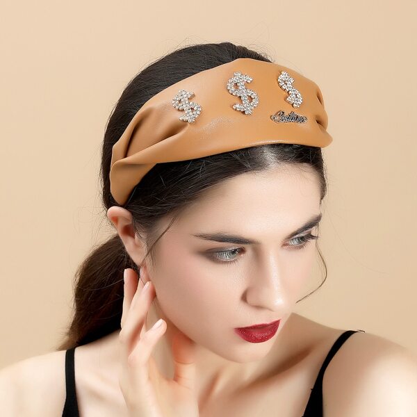 

Rhinestone Dollar Decor Hair Hoop, Mocha brown