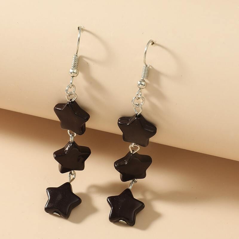

Star Drop Earrings, Black