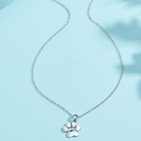 

Cat Paw Charm Necklace, Silver