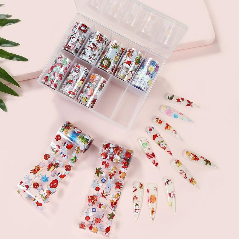 

10rolls Christmas Pattern Nail Sticker, Multicolor