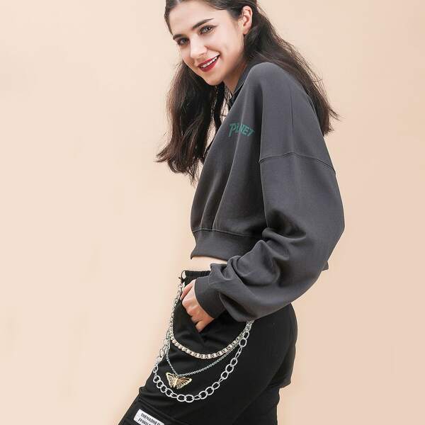 

Butterfly Charm Layered Pant Chain, Multicolor