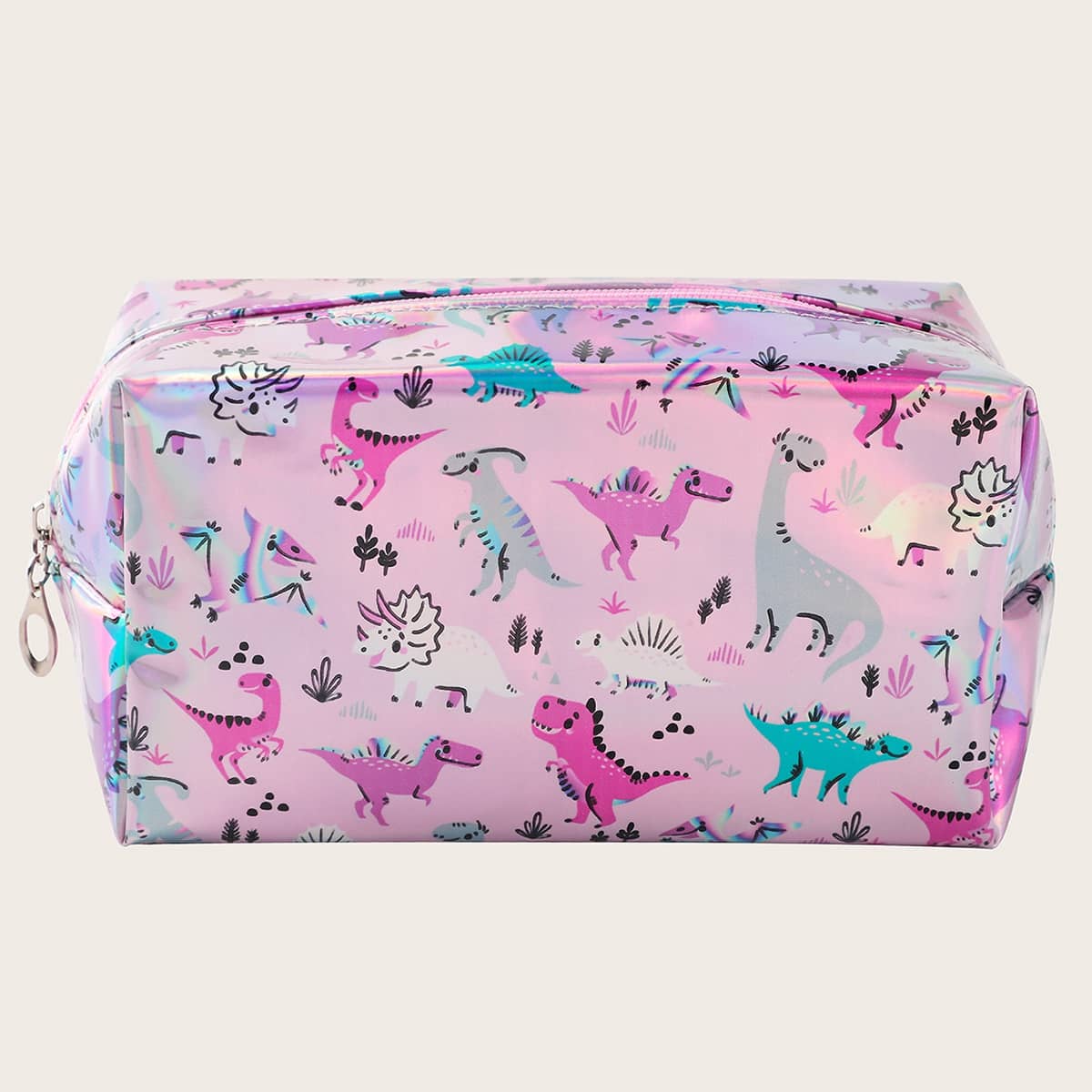 

Holographic Dinosaur Print Makeup Bag, Multicolor