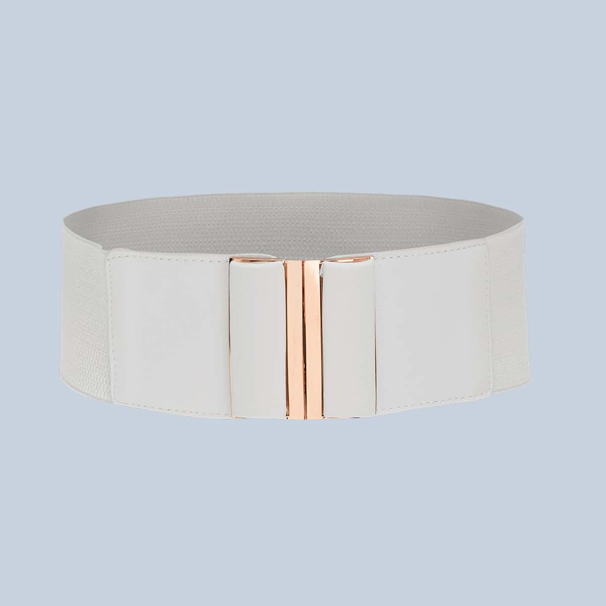 

Metal Decor Wide Belt, White