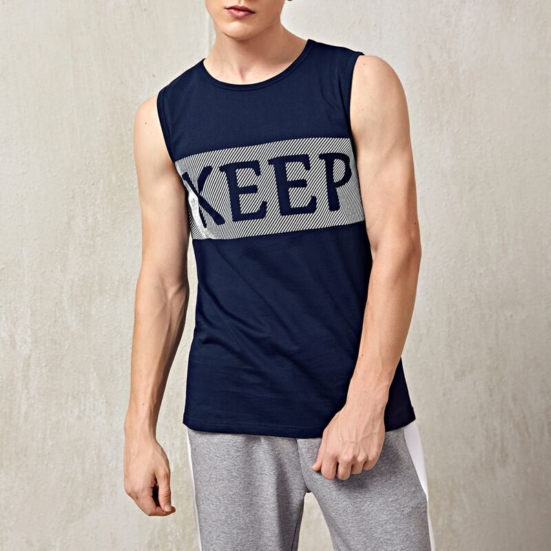 

Men Letter Graphic Sports Tank, Navy blue