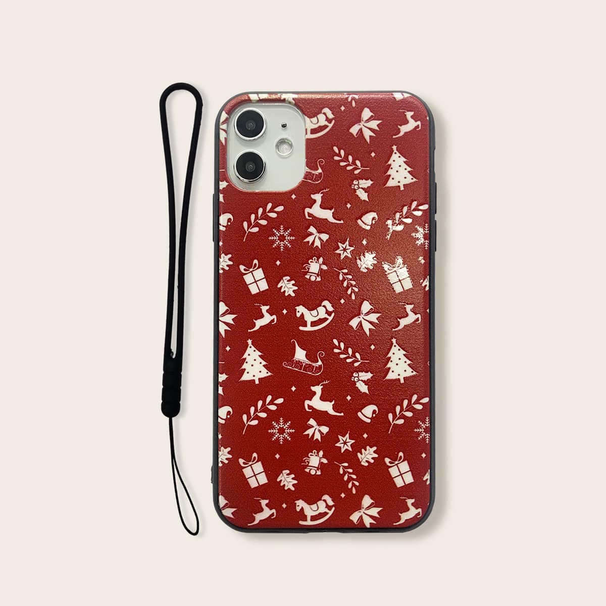 

Christmas Print iPhone Case With Lanyard, Red