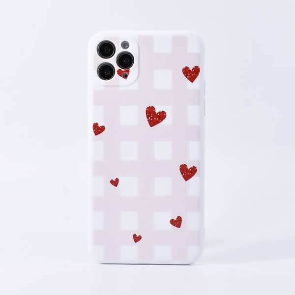 

Plaid & Heart Print iPhone Case, Multicolor