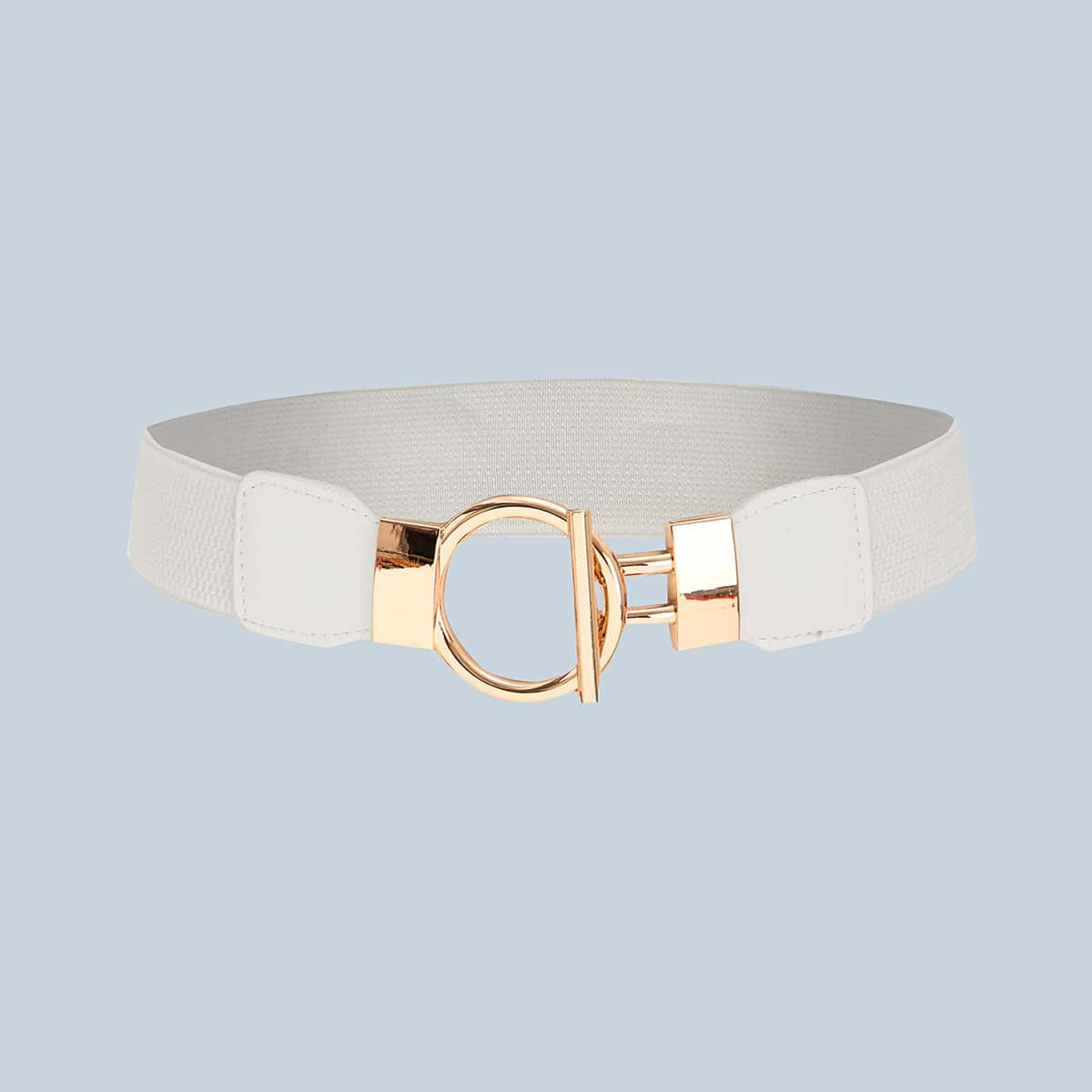 

Toggle Clasp Wide Belt, White