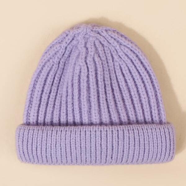 

Solid Knitted Beanie, Purple
