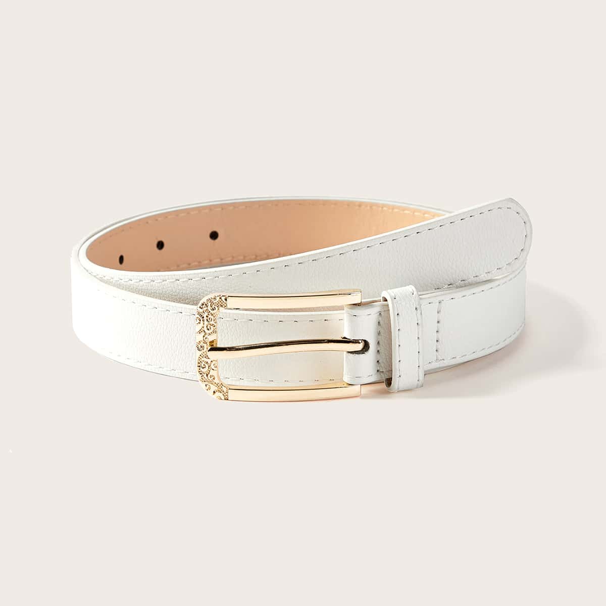 

Rectangle Buckle Belt, White