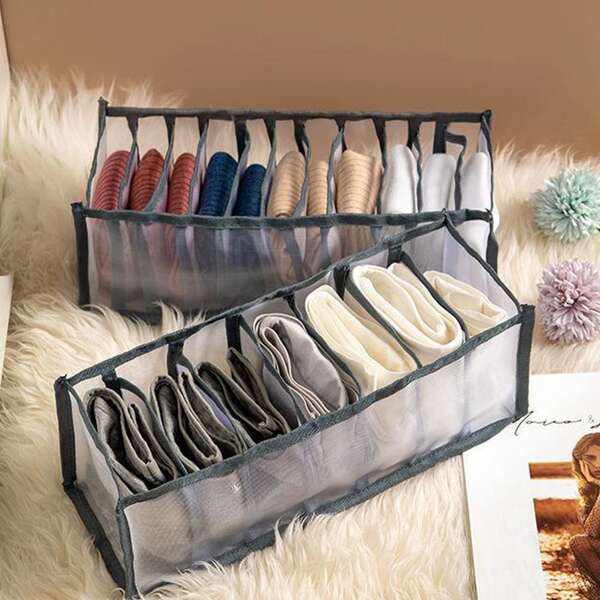 

2pcs Foldable Underwear Storage Box, Grey