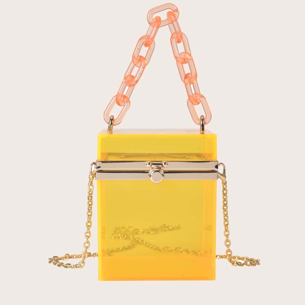 

Mini Clear Box Bag, Yellow