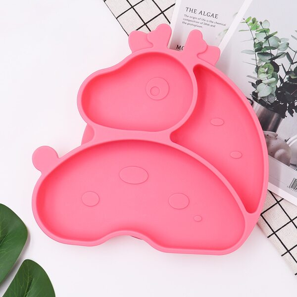 

1pc Kids Deer Shaped Plate, Pink