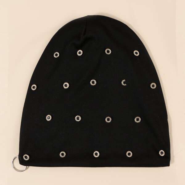 

Rhinestone Decor Hat, Black