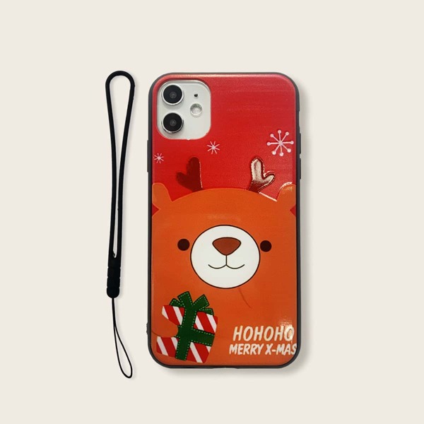 

Рождественский чехол для iPhone с принтом медведя, Многоцветный