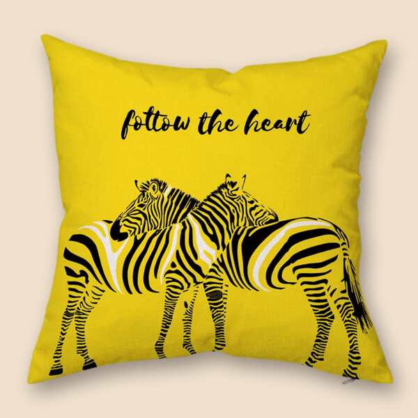 

Zebra Print Cushion Cover Without Filler, Yellow