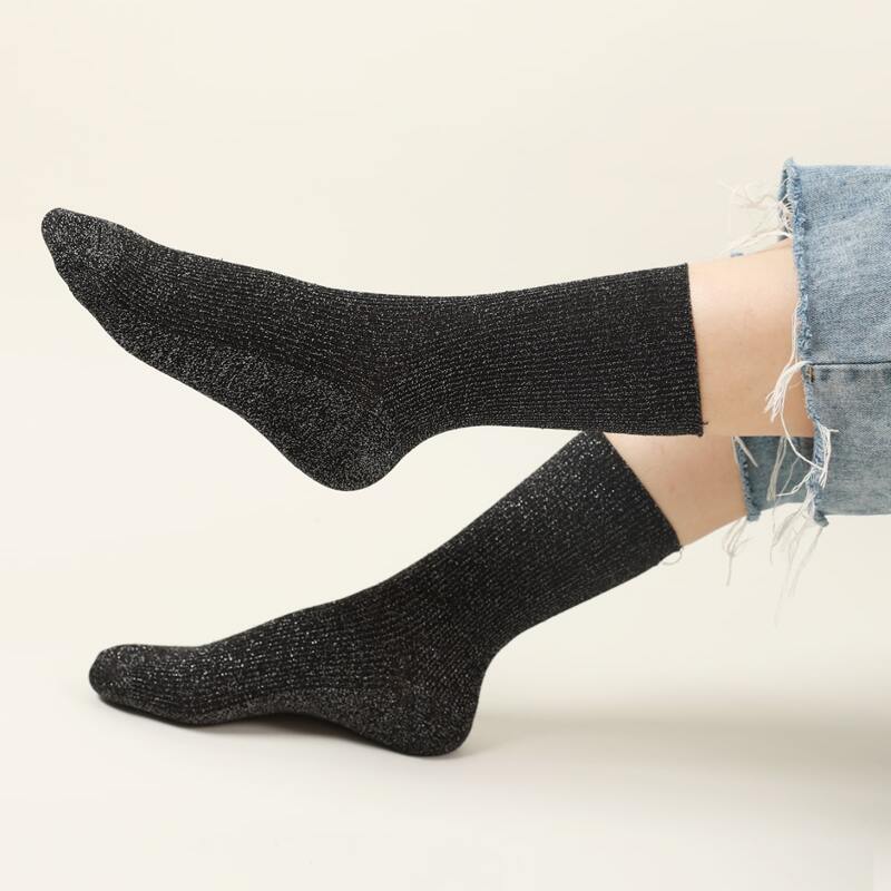 

Golden Silk Crew Socks, Black