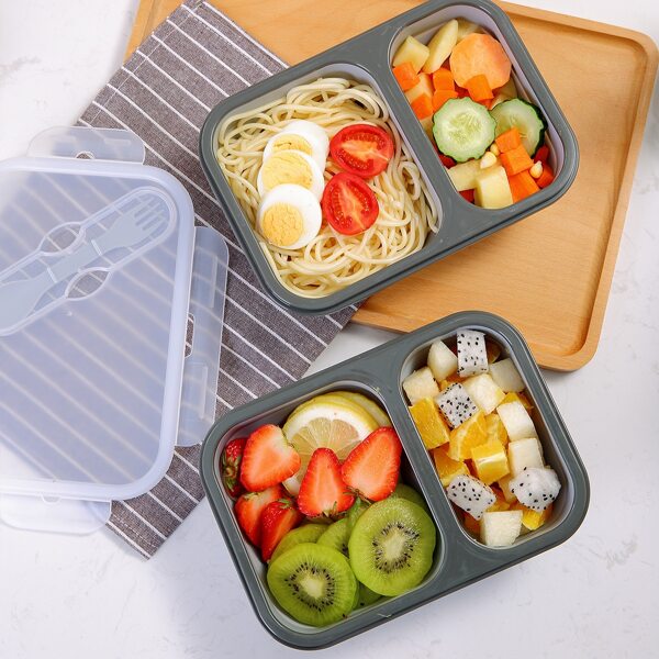 

1pc Foldable Silicone Lunch Box, Grey