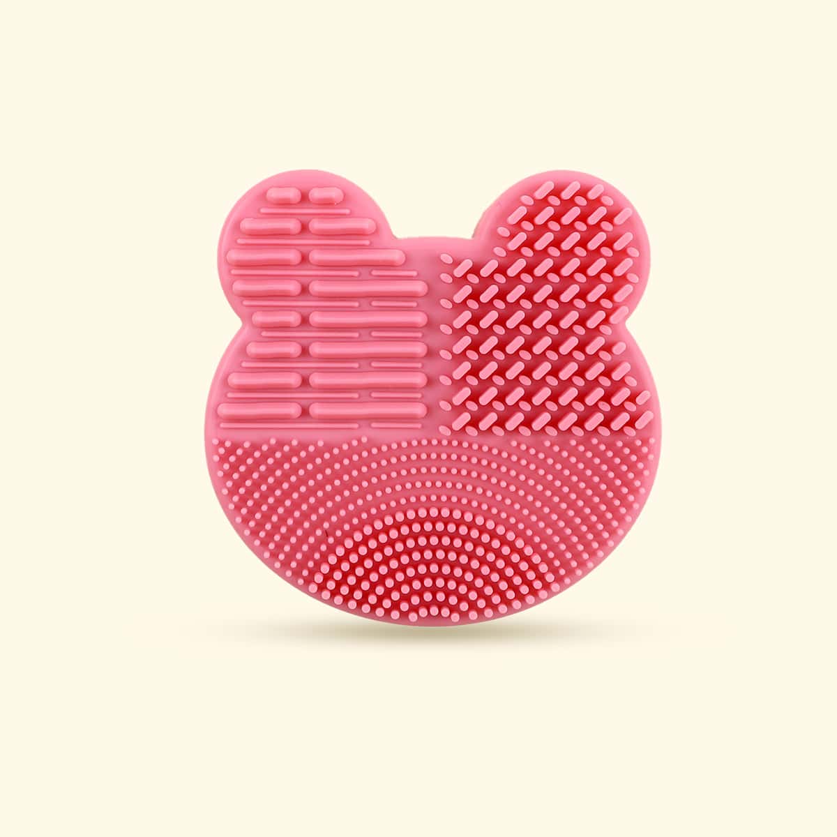 

1pc Bear Shaped 2 In 1 Makeup Brush Cleaning Pad, Pink