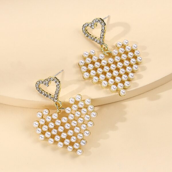 

Faux Pearl Heart Drop Earrings, White