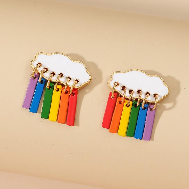 

Cloud Decor Rainbow Bar Drop Earrings, Multicolor