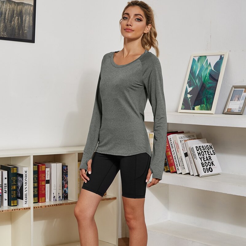 

Cut-out Back Raglan Sleeve Sports Tee, Grey